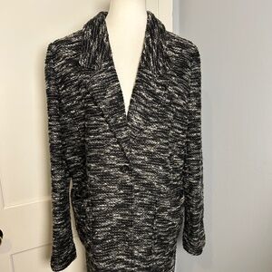 Free People Bouclé Textured Overcoat Jacket | black, gray, & white | Medium